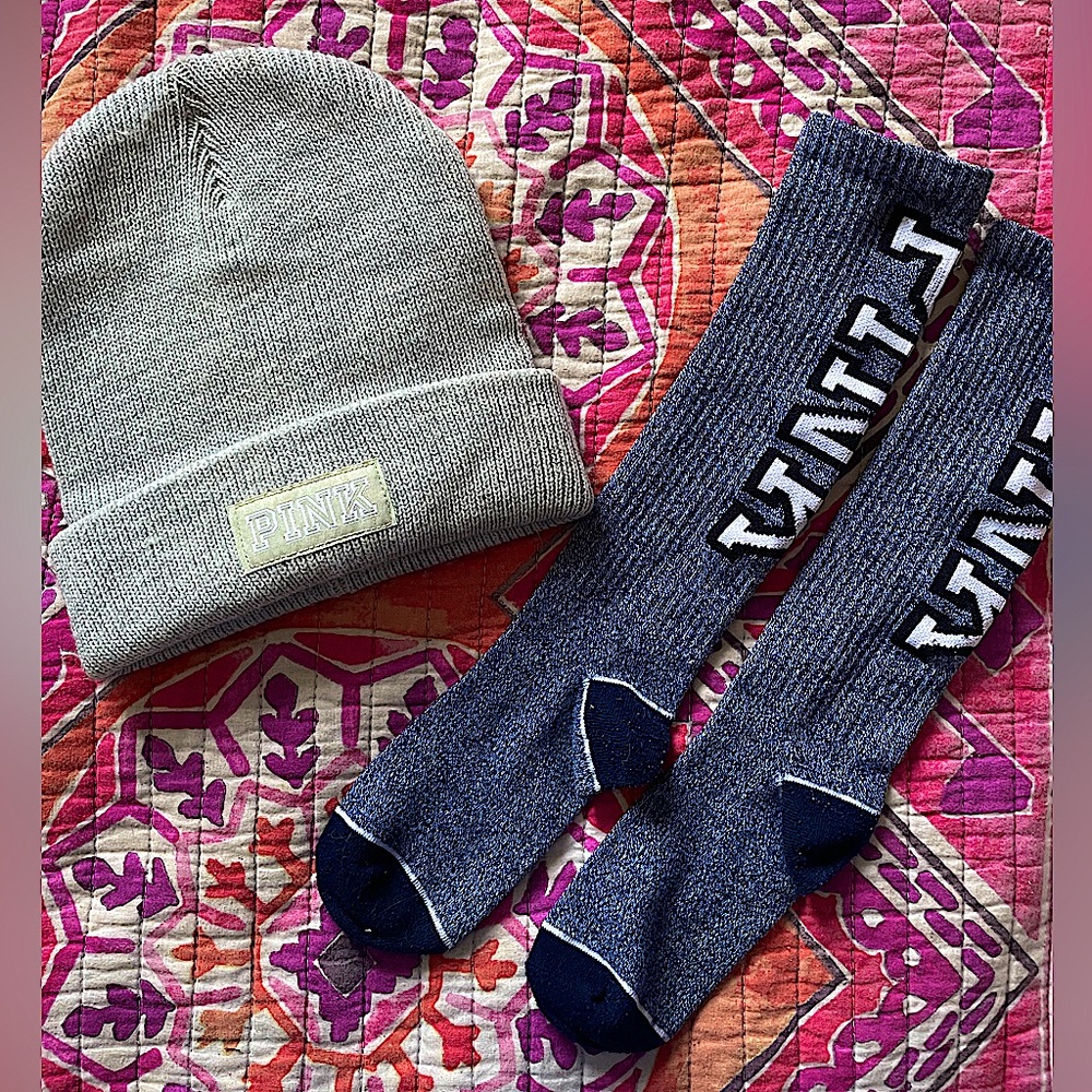VS Pink Beanie and Socks Set NWOT